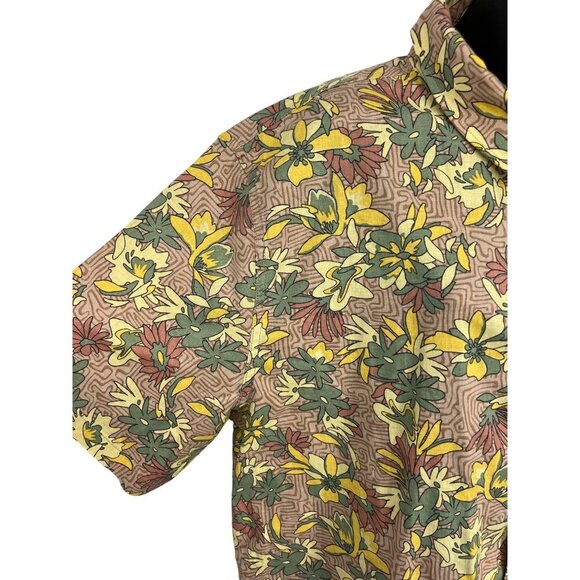 Quiksilver Mens XXL Tropical Floral Shirt Regular Fit 54% Hemp 44% Cotton Short - Picture 6 of 10